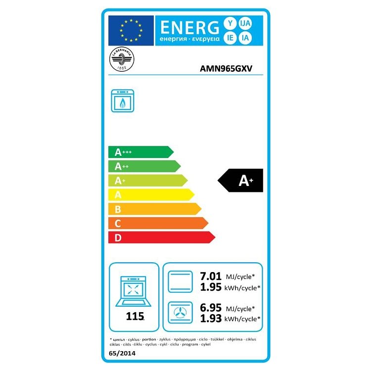 LA GERMANIA AMN96 5 G X V GN Κουζίνα Μικτή Φυσικού Αερίου 90cm Inox