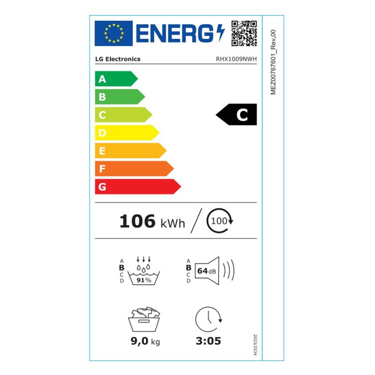 LG RHX1009NWH Στεγνωτήριο Λευκό 9kg