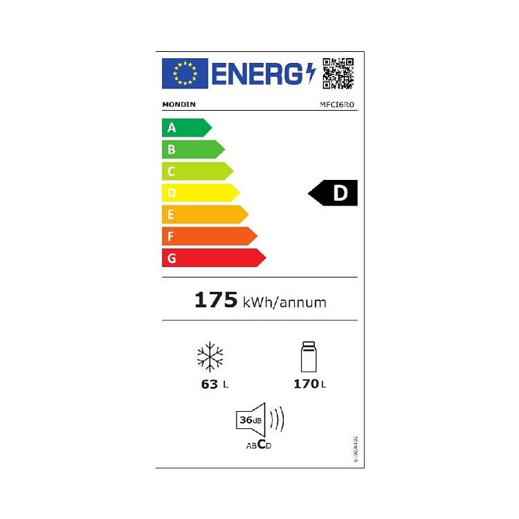 MONDIN MFCI6R0 Εντοιχιζόμενος Ψυγειοκαταψύκτης 170x54x54.5