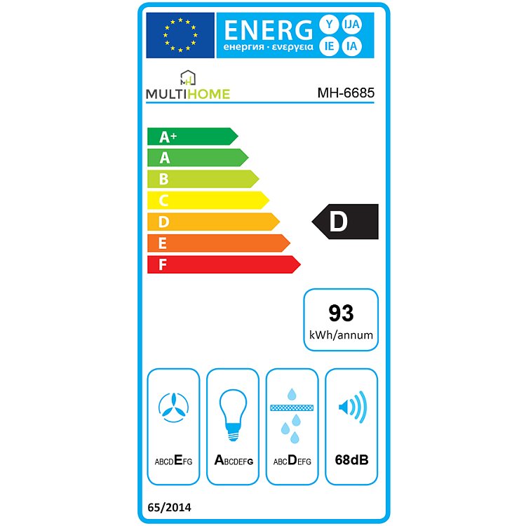 MULTIHOME MH-6685 Απορροφητήρας Ελεύθερος 90cm Μαύρο 2 Μοτέρ