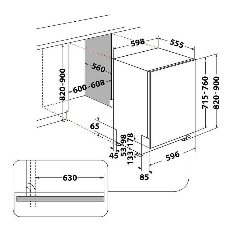 WHIRLPOOL MAXISPACE W7I HP42 L Εντοιχιζόμενο Πλυντήριο Πιάτων 60cm