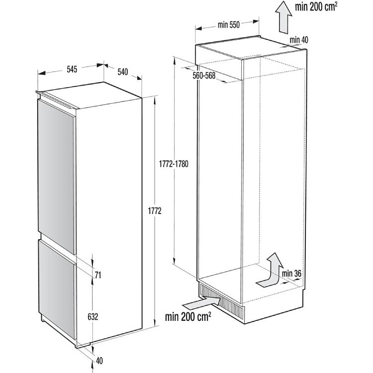 GORENJE NRKI418EP1 Εντοιχιζόμενος Ψυγειοκαταψύκτης 177.2x54x54.5 031007801 (4 Έτη Εγγύηση)