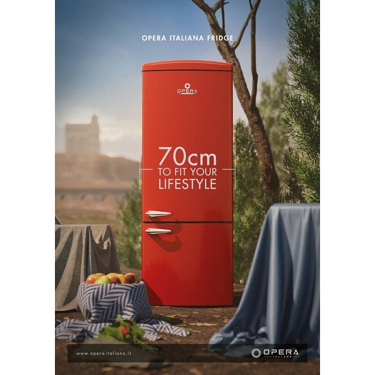 OPERA ITALIANA OFRMC70R MORRICONE Ψυγειοκαταψύκτης CLASSIC ROSSO 190.2x71x76