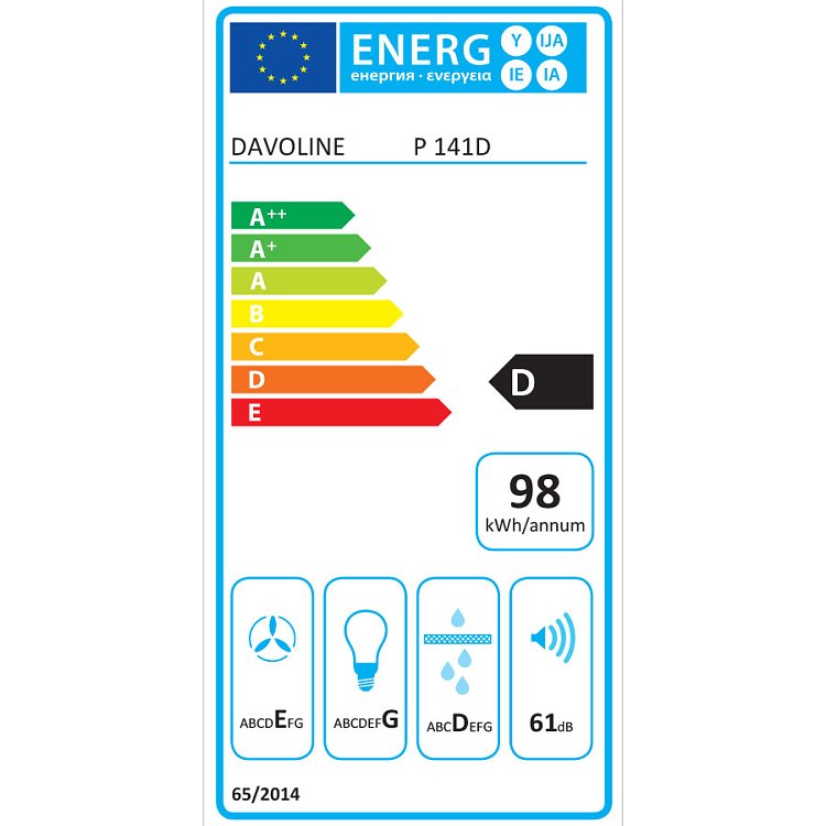 DAVOLINE  P141 D WH Απορροφητήρας Πτυσσόμενος 60cm Λευκό 800008105