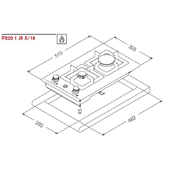 LA GERMANIA P33 20 LAG X GN Εστία Domino Φυσικού Αερίου Inox