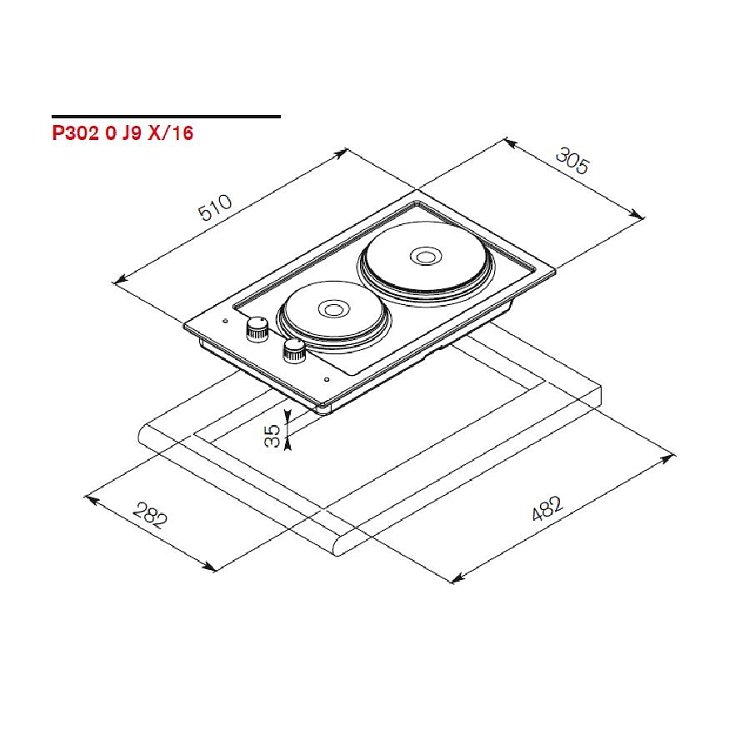 LA GERMANIA P33 2E LAG X Εστία Domino Εμαγιέ Inox