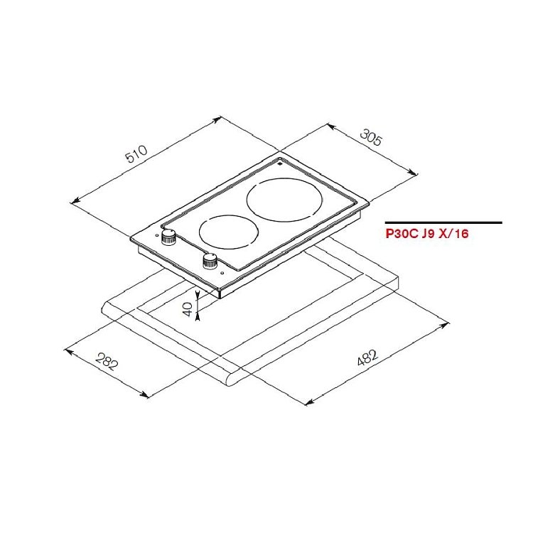 LA GERMANIA P33 2V LAG X Εστία Domino Κεραμική Inox