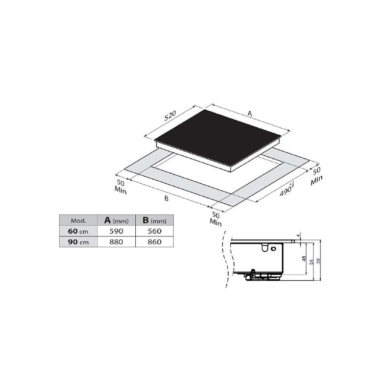 BERTAZZONI P60 4CER MOD NE Εστία Κεραμική 60cm Μαύρο