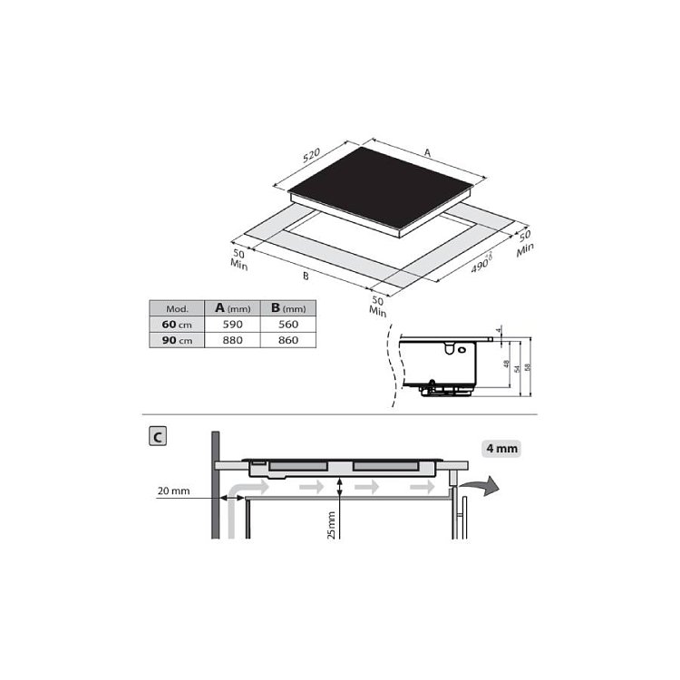 BERTAZZONI P90 4CER MOD NE Εστία Κεραμική 90cm Μαύρο
