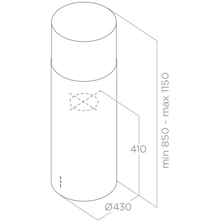 ELICA TUBE PRO ISLAND MAT BL/A/43 Απορροφητήρας Νησίδα 43cm Μαύρο