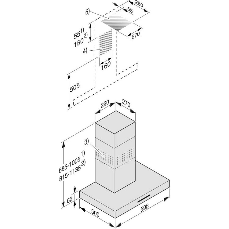 MIELE PUR 68 W BL Απορροφητήρας Καμινάδα 60cm Μαύρο