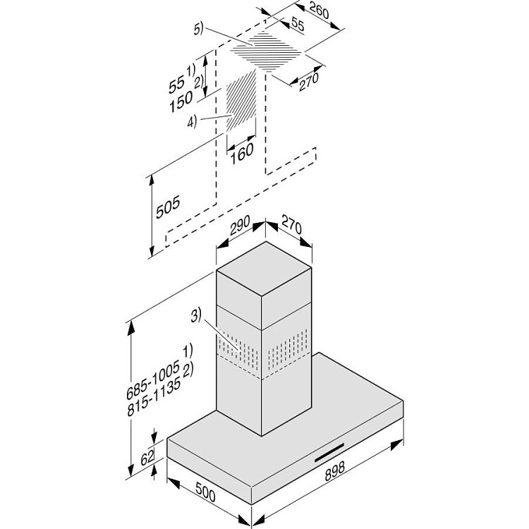 MIELE PUR 98 W Απορροφητήρας Καμινάδα 90cm Inox