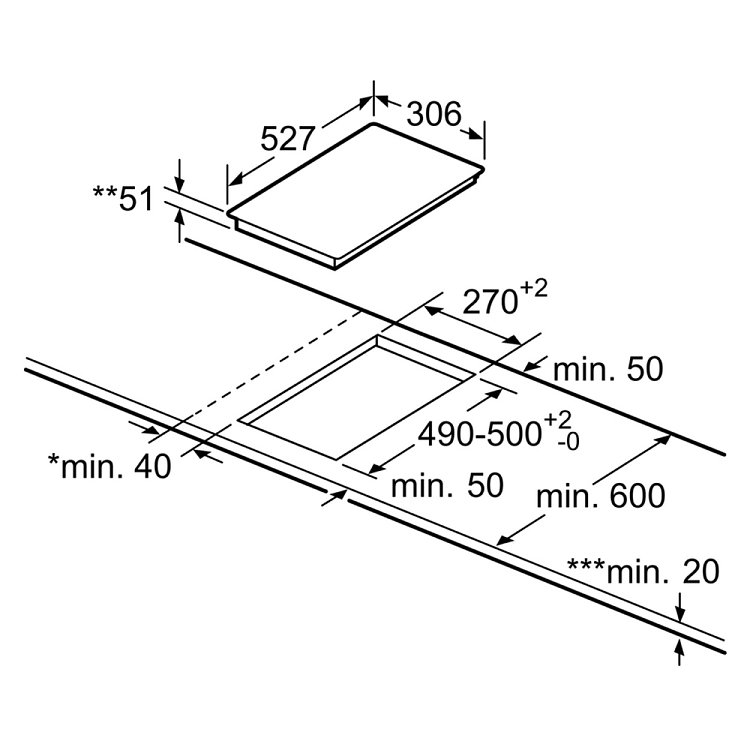 Bosch PXX375FB1E Εστία Domino Επαγωγική 30cm Μαύρο