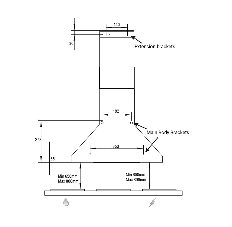 THERMOGATZ WA0290 Απορροφητήρας Καμινάδα 90cm Inox 04.400.221