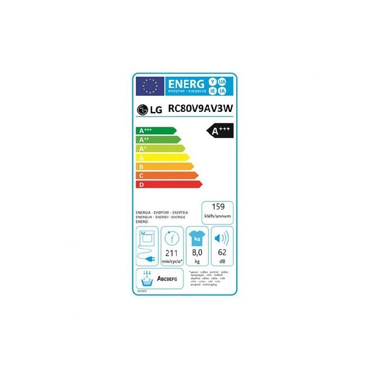 LG RC80V9AV3W Στεγνωτήριο Λευκό 8kg