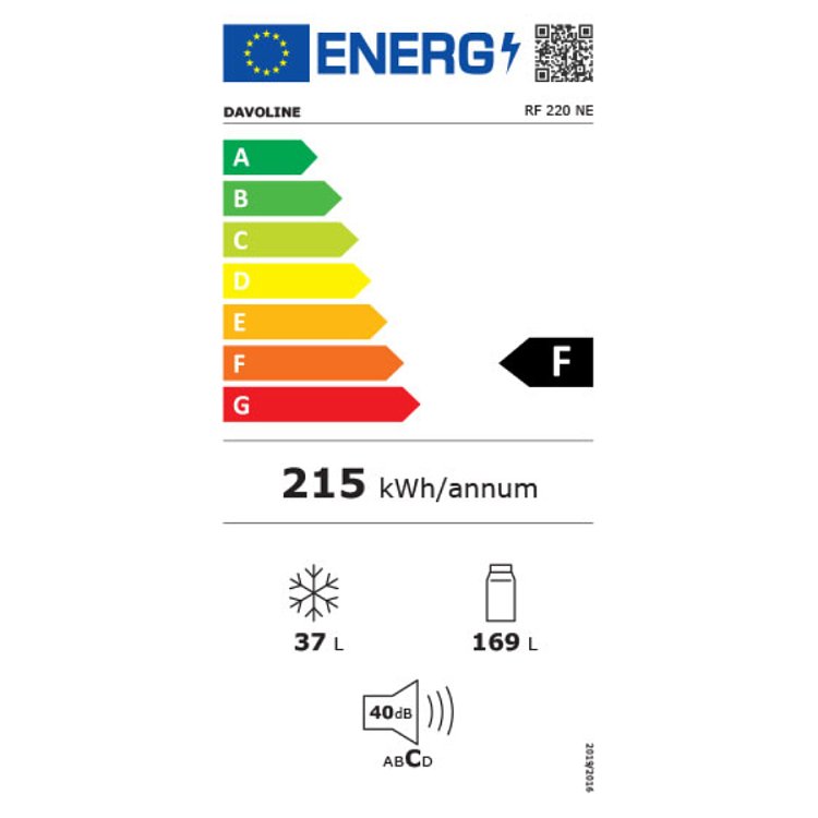 Davoline RF 220E W NE Ψυγείο Δίπορτο Λευκό 143x54.5x55.5