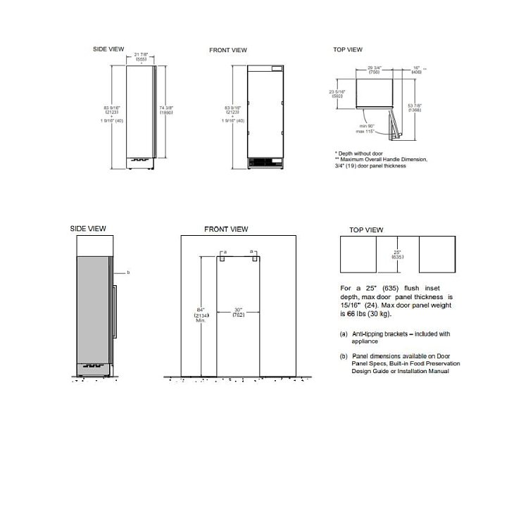 BERTAZZONI RLD75 S5F PNS Εντοιχιζόμενο Ψυγείο Μονόπορτο 212.3x75.6x59.2 S