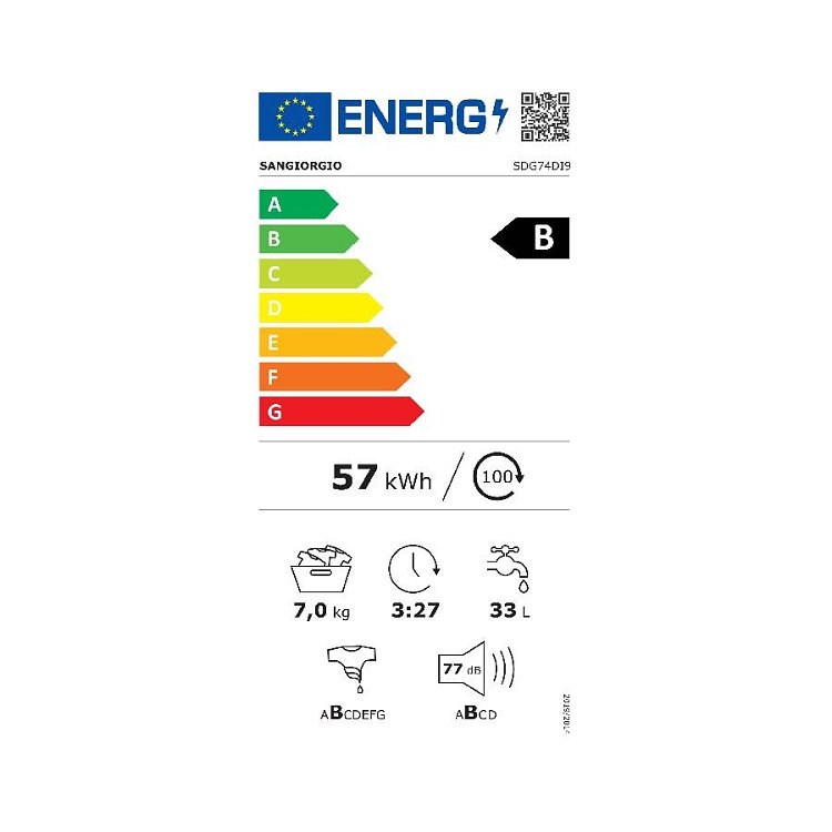 SanGiorgio SDG74DI9/ F714DI9 Πλυντήριο Ρούχων Λευκό 7kg