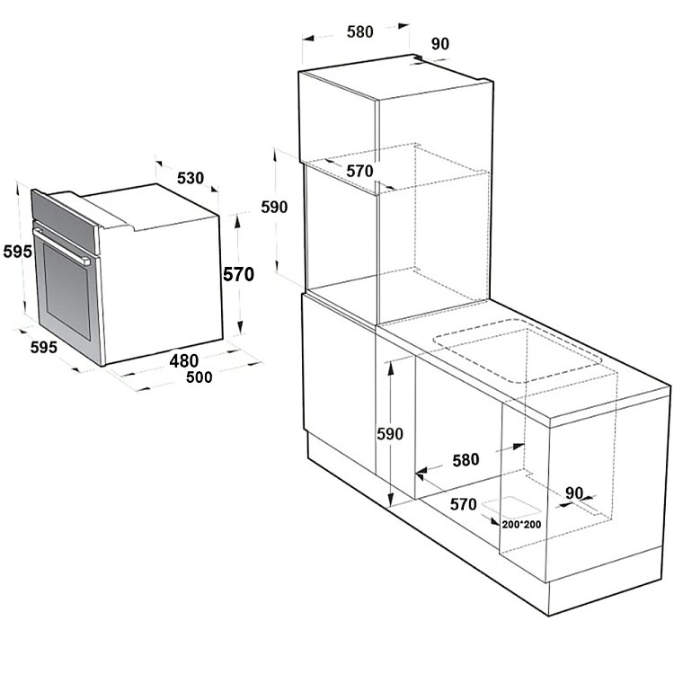 SILIFO SF6008 Φούρνος άνω Πάγκου Inox