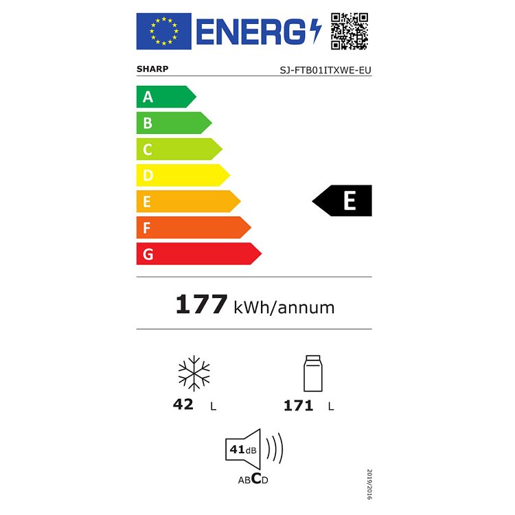 Sharp SJ-FTB01ITXWE Ψυγείο Δίπορτο Λευκό 144x54x57