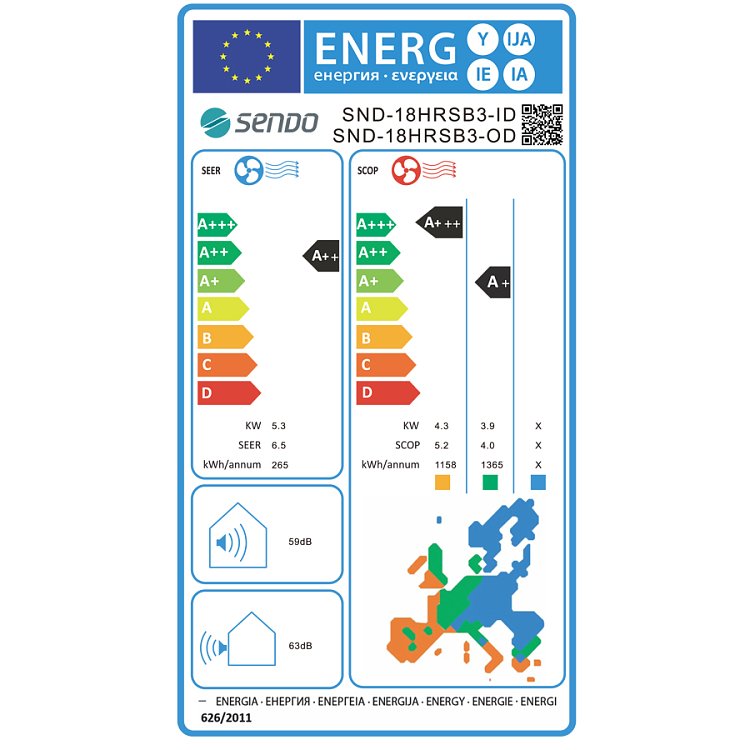 Sendo HERMES SND - 18/HRSB3 Κλιματιστικό Inverter Gold 18000 BTU