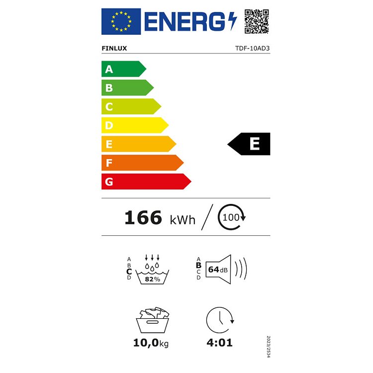 Finlux TDF-10AD3 Στεγνωτήριο Λευκό 10kg