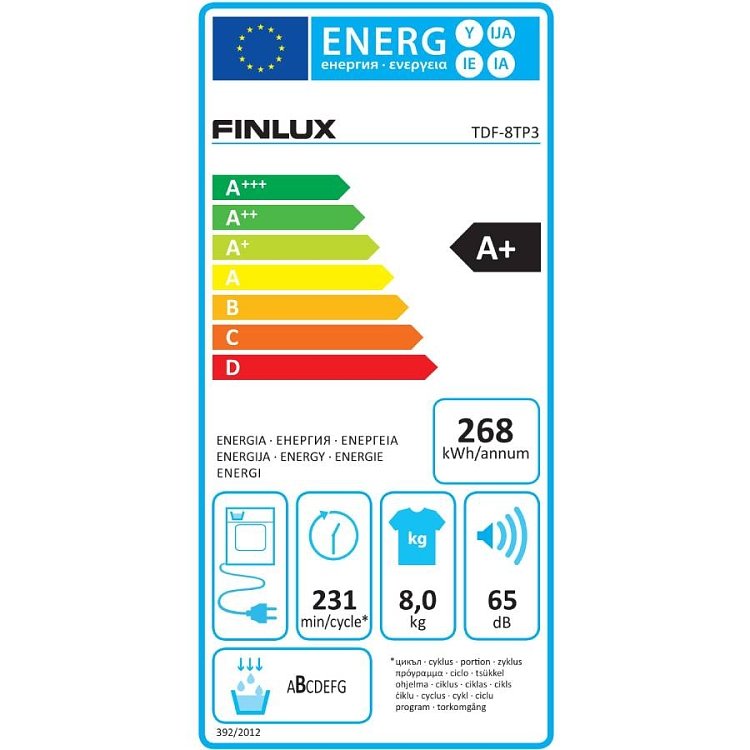 Finlux TDF-8TP3 Στεγνωτήριο Λευκό 8kg