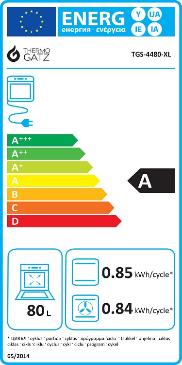 THERMOGATZ TGS 4480 XL Φούρνος άνω Πάγκου 80lt Μαύρο 04.405.207