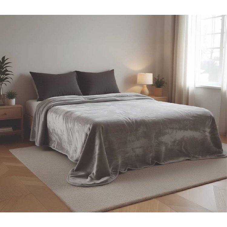 Κουβέρτα Μονόχρωμη Velvet Μπεζ 160x220 550gr