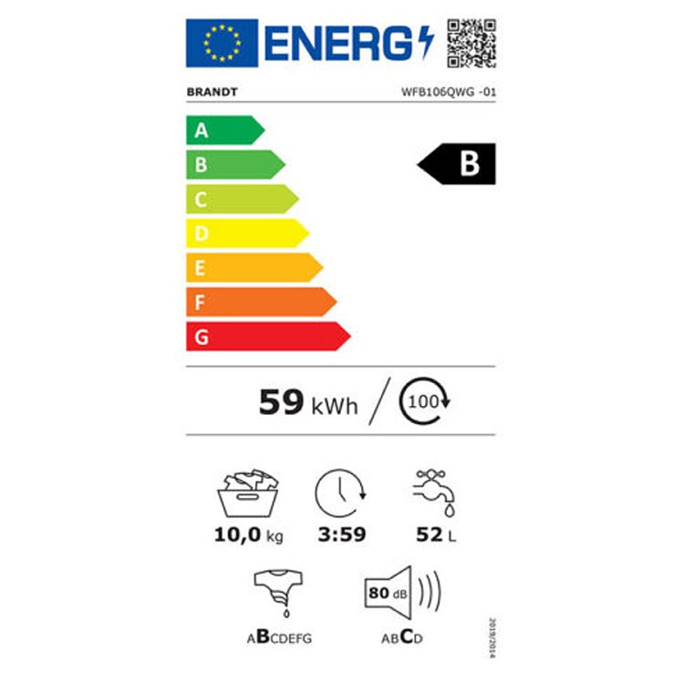 Brandt WFB106QWG Πλυντήριο Ρούχων Λευκό 10kg