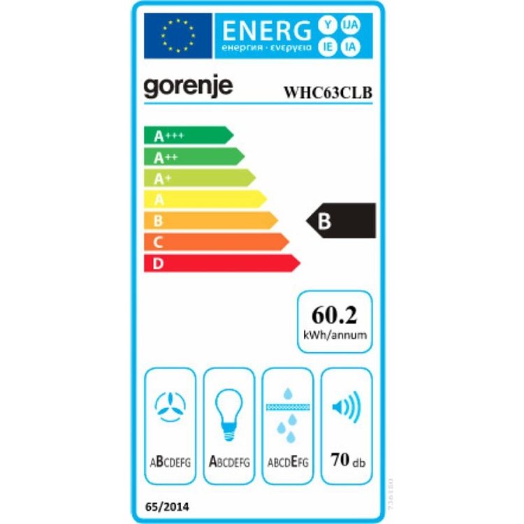GORENJE WHC63CLB Απορροφητήρας Καμινάδα 60cm Μαύρο 065037701 (4 Έτη Εγγύηση)