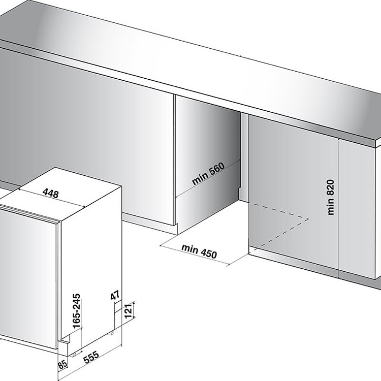WHIRLPOOL WSIC 3M27 C Εντοιχιζόμενο Πλυντήριο Πιάτων 45cm