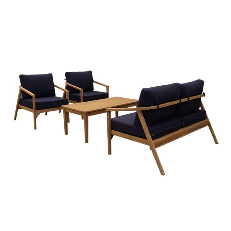 Σαλόνι Κήπου Σετ 4 Τμχ Anegada Teak Navy Blue 5491G 200-22-002