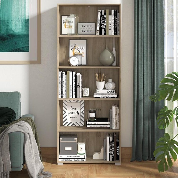 ΒΙΒΛΙΟΘΗΚΗ TOMAR 5 GREY OAK 70x24,5x176,5εκ 11011439