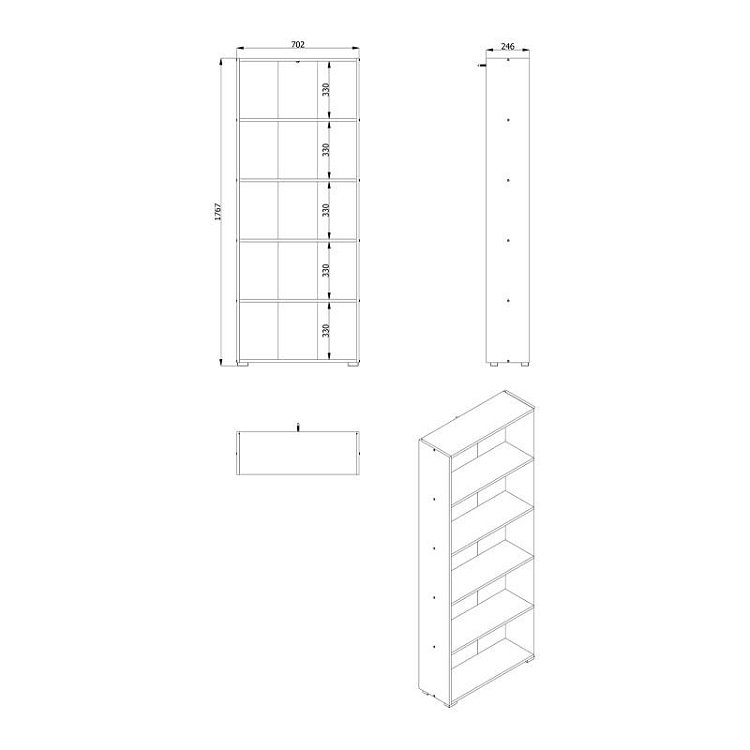 ΒΙΒΛΙΟΘΗΚΗ TOMAR 5 GREY OAK 70x24,5x176,5εκ 11011439