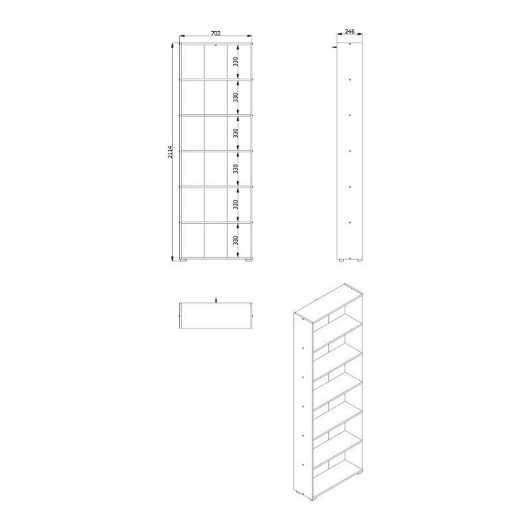 ΒΙΒΛΙΟΘΗΚΗ TOMAR 6 ΛΕΥΚΟ 70x24,5x211,5εκ 11011440