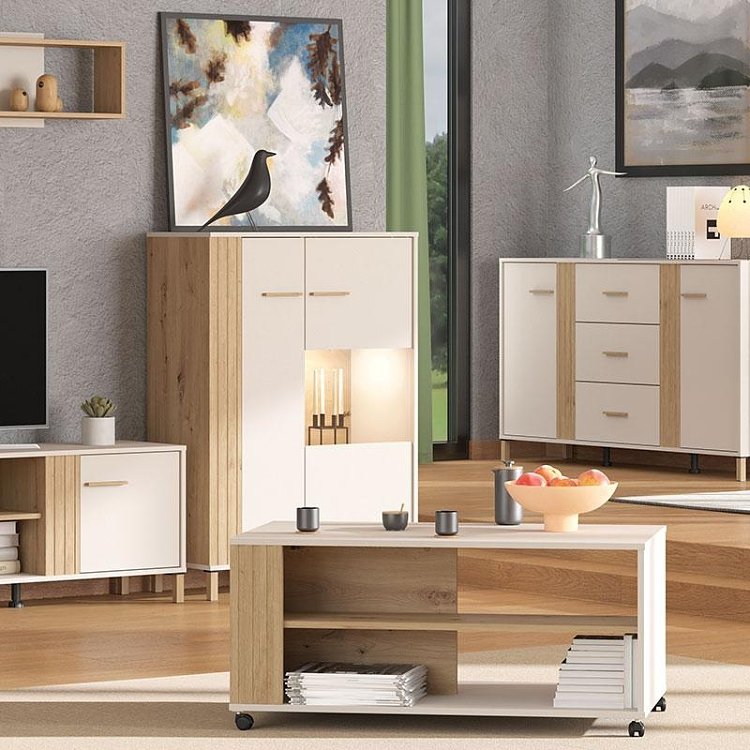 ΒΙΤΡΙΝΑ BELFORT 2K VS1 CASHMERE-ARTISAN OAK 85x40x122εκ o.r.s 11013024