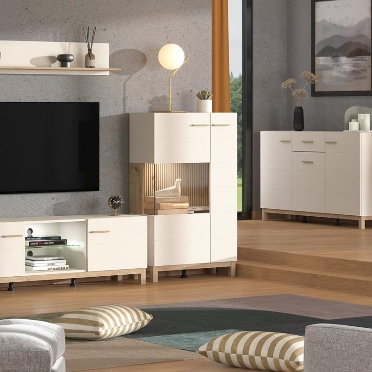 ΒΙΤΡΙΝΑ ESSEX 2K VS1 127 CASHMERE/ARTISAN OAK 77x35x128εκ 11014479