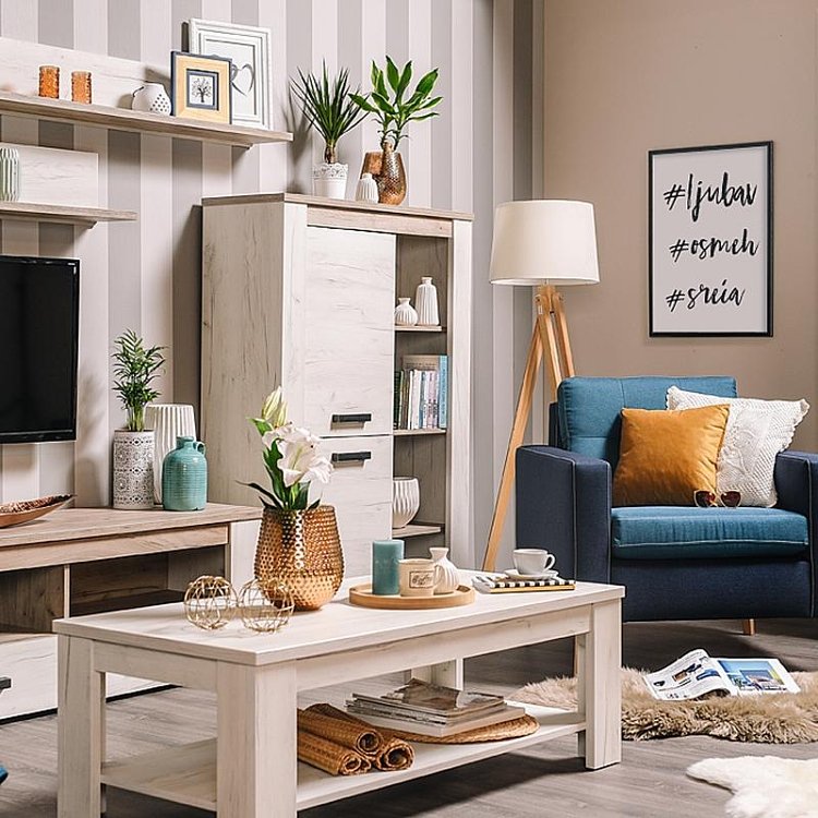 ΒΙΤΡΙΝΑ Kent POP Ν GREY OAK-WHITE OAK 99x36x146εκ knt 11008836