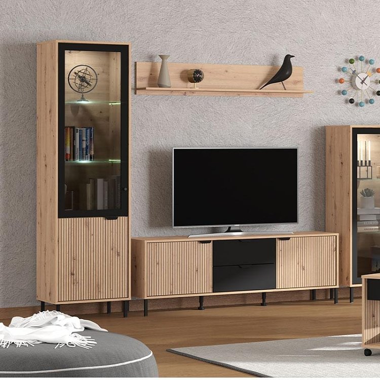 ΒΙΤΡΙΝΑ MAYENNE 1K VS1 ARTISAN OAK-ΜΑΥΡΟ MAT 55x40x195εκ 11013357