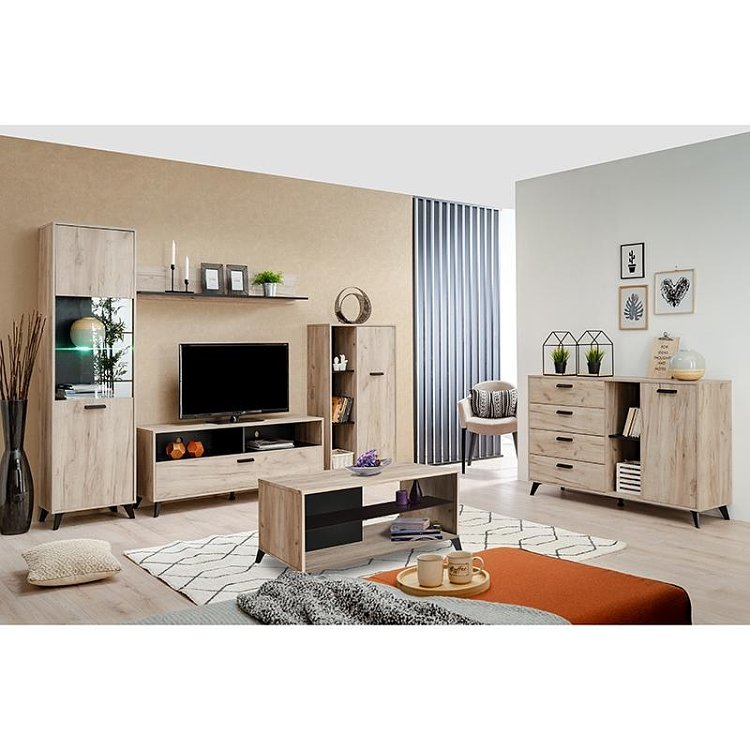 ΒΙΤΡΙΝΑ ΜΟΝΟΦΥΛΛΗ UMBRIA 1K VS GREY OAK-ΜΑΥΡΟ 53x33x191εκ 11008862