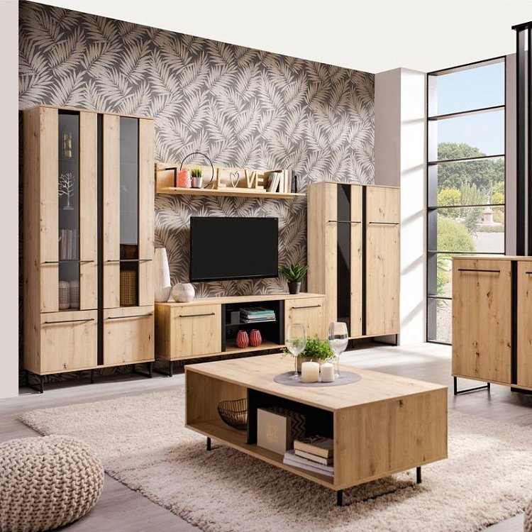 ΒΙΤΡΙΝΑ SARDINIA 2K VS1 ARTISAN OAK / ΜΑΥΡΟ 84.5x35x153.5εκ srd 11008232