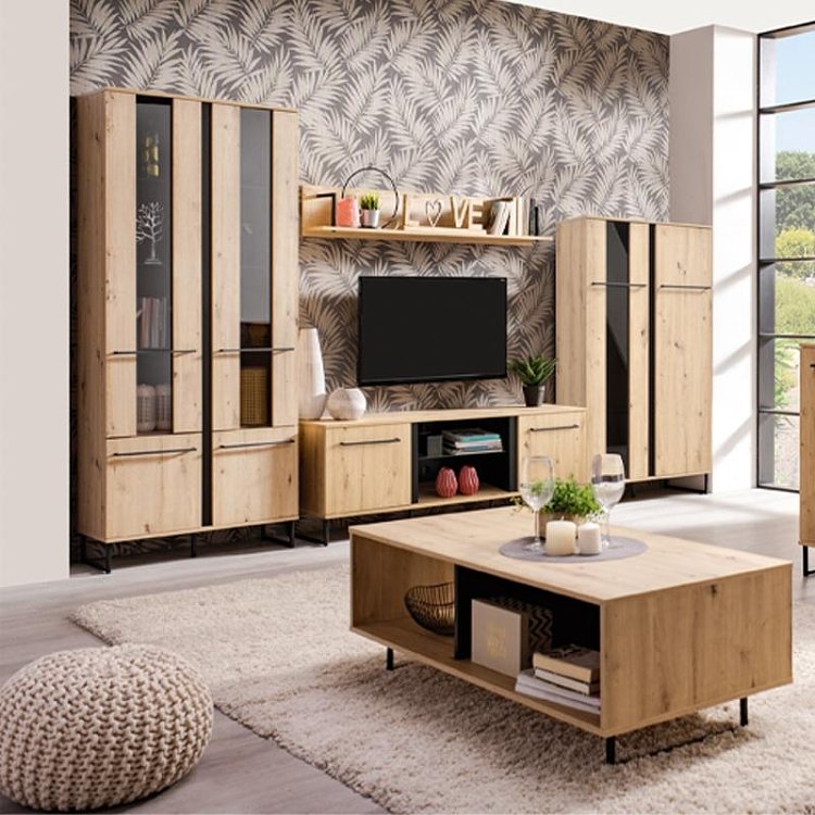 ΒΙΤΡΙΝΑ SARDINIA 2K VS2 ARTISAN OAK / ΜΑΥΡΟ 84.5x35x193.5εκ srd 11008233