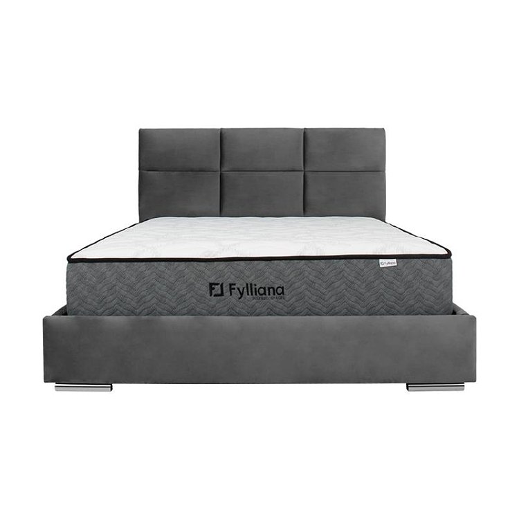 ΔΙΠΛΟ ΚΡΕΒΑΤΙ Fylliana Berlin ΓΚΡΙ ΧΡΩΜΑ ΥΦΑΣΜΑΤΟΣ 175x214x115εκ(160*200) 887-223-003