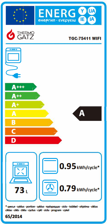 THERMOGATZ TGC 75411 WiFi Φούρνος άνω Πάγκου 75lt Μαύρο 04.405.147