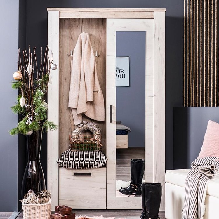 ΕΠΙΠΛΟ ΧΩΛ KENT PS GREY OAK-ΛΕΥΚΟ OAK ΧΡΩΜΑ 114x37x195εκ 11008734