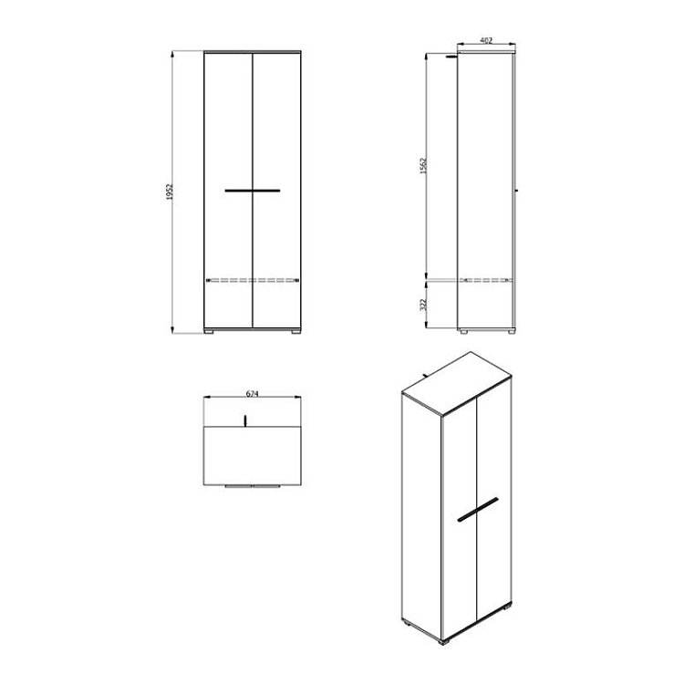 ΕΠΙΠΛΟ ΧΩΛ LORCA GREY OAK / ΜΑΥΡΟ 67x40x195εκ fxtr 11008354