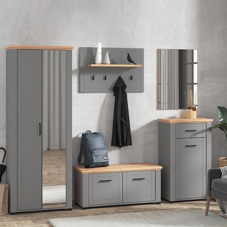 ΕΠΙΠΛΟ ΕΙΣΟΔΟΥ VALENCIA CIV ARTISAN OAΚ-ΓΚΡΙ ΜΑΤ 87x20x57εκ fxtr 11011366