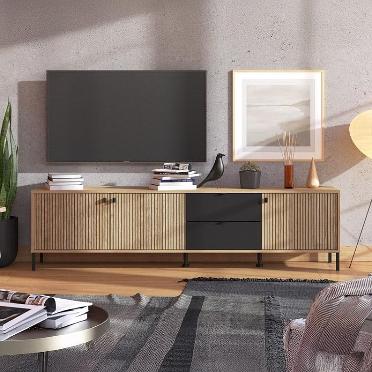 ΕΠΙΠΛΟ ΤΗΛΕΟΡΑΣΗΣ MAYENNE 208 4K2F3V ARTISAN OAK-ΜΑΥΡΟ MAT 208x40x55εκ 11013376