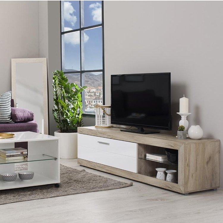 ΕΠΙΠΛΟ ΤΗΛΕΟΡΑΣΗΣ REMO GREY OAK / ΛΕΥΚΗ ΛΑΚΑ 162x41x43εκ 11008810